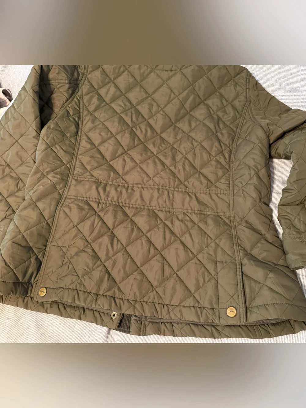 Ralph Lauren Womens Quilted Jacket Equestrian Style Barn Coat Green Size XL - Picture 9 of 10